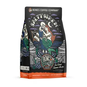 Bones Coffee Company | Salty Siren Sea Salted Caramel Mocha Flavored Coffee 12oz Medium Roast Arabica