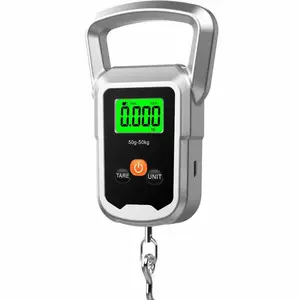 Digital Fishing Scale 50kg Handheld, Spring Load Sensor, Lightweight Portable Design, Precision Measurement Tool, Battery Not Included, Digital Weighing Scale