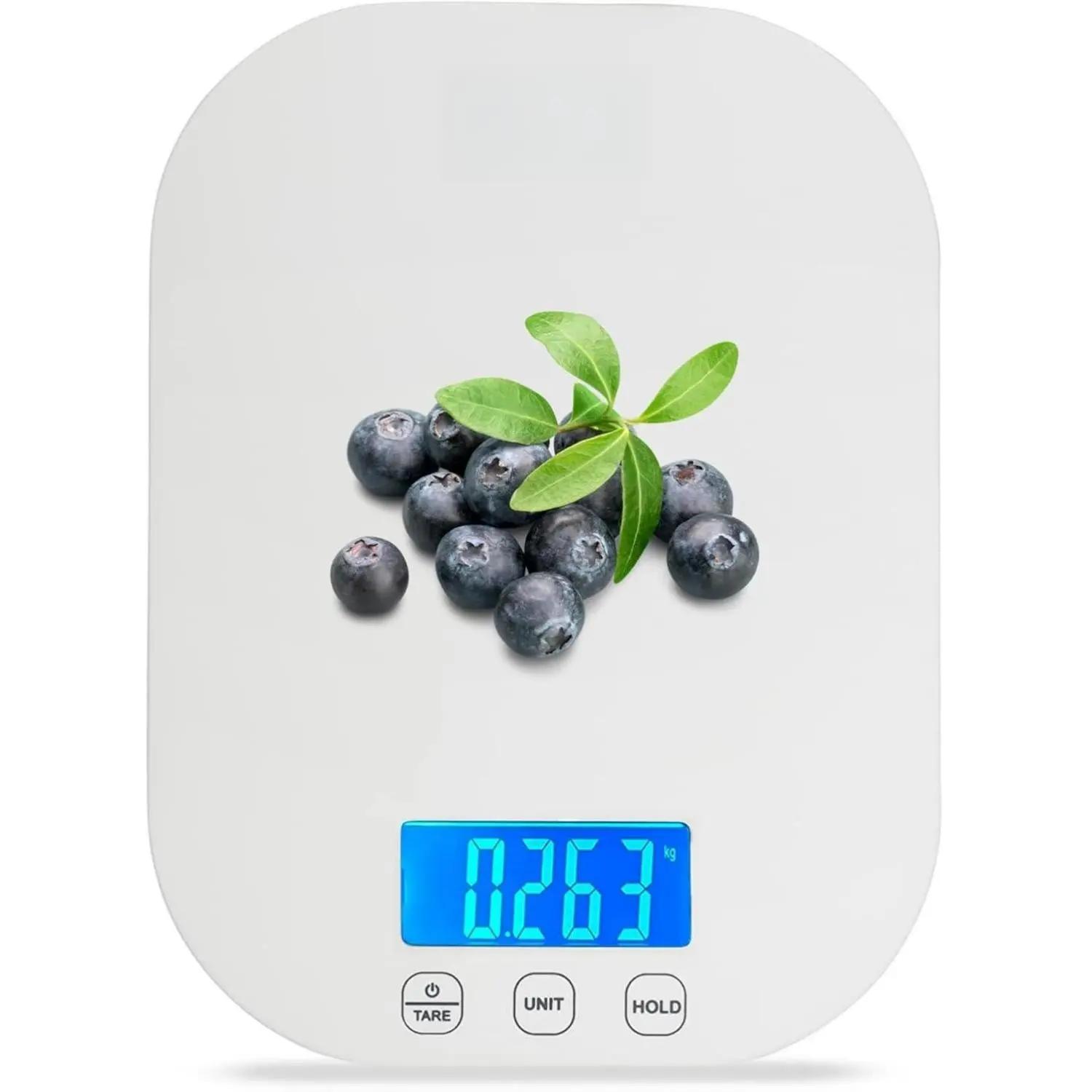 White Digital Kitchen Scale for Cooking, Weight Loss, Calorie Tracking, Baking, Food Portion Control, and Meal Prep - Accurate Measurements in Grams and Ounces