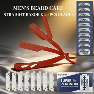Straight Razors for Men - Professional Barber Straight Edge Razor Kit with 20 Blades, Classic Stainless Steel Barbero Shaver for a Smooth & Precise Shave, Premium Barber Razor for Men's Shaving easy replacement