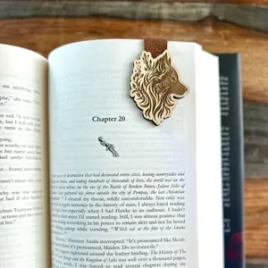Wooden Magnetic Floral Wolf Bookmark