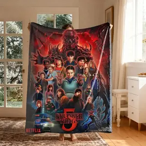 Stranger Things Season 5 Flannel Throw All Season Blanket - Large, Soft, Lightweight & Warm - Perfect for Bed, Sofa, Office, Camping & Travel - Christmas & Winter Gift