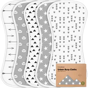 Organic Burp Cloths Baby Boy & Girl - 5-Pack Super Absorbent Cotton Burping Cloths for Babies, Soft & Plush Newborn Spit Up Rags, Infant Towels for Milk Spit Up, Unisex, Large 21" x 10"