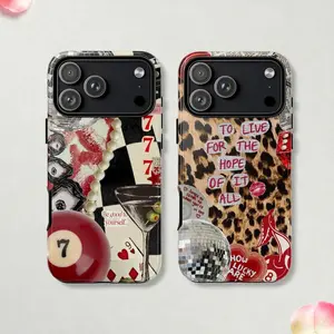 Plaid and leopard print collage sturdy phone case, stylish New York girl style, drop-proof and scratch-resistant, suitable for iPhone 17/16/15/14/13/12/11/X/XS/XSMAX/XR/7P/8P, an ideal holiday gift for friends, family, and yourself, Accessories, Smartphon