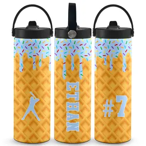 Personalized Drip Baseball 20 oz Stainless Steel Water Bottles - Customizable Name & Number - Lightweight & Reusable Drinkware - Perfect for Baseball Players & Teams - Geometric Design - Ideal Beach Gift