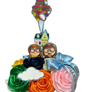 Up ribbon rose bouquet