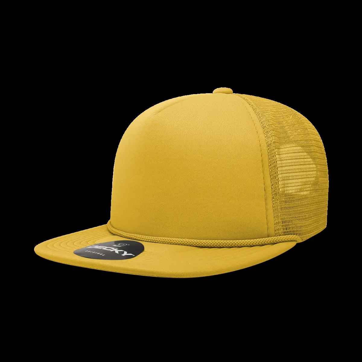 212 MAIN Unisex 5-Panel Trucker Cap - High-Crown Structured Foam Front, Gold 6026-1GLD, Adjustable Snapback Trucker, Flat Visor, Polyester Blend, Integrated Cotton Sweatband, 1 Size Fits Most