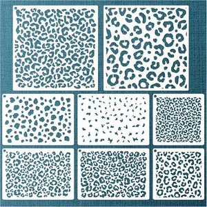 Large  Leopard Print Stencils - 8 Leopard Designs for Painting,  , DIY Art, Craft, Fabric, Shirt, Canvas, Furniture