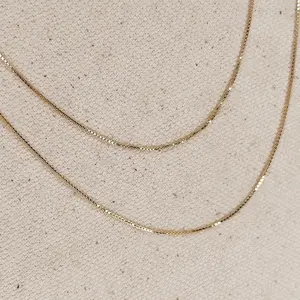 18k Gold Filled Diamond Cut Box Chain 0.5mm Thin Fashion Necklace Hypoallergenic 16 18 20 Inches Handcrafted in Brazil