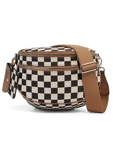 Fashionable Checkerboard Pattern Bag, Casual Versatile Zipper Shoulder Bag with Adjustable Strap and Coin Purse, Stylish Minimalist Commuting Lightweight Shoulder Women's Bag, Fashionable Patterned Bag, Casual Commuter Bag