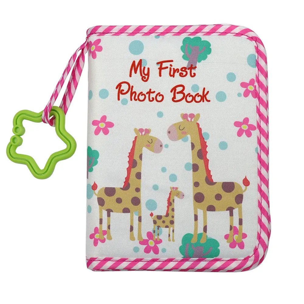 Baby Growth Photo Album, Cloth Material, Soft, Fun for Little Ones, Visually Appealing, Deer Cartoon Design, Playful Animal Patterns, Unique Pattern, Giraffe, Baby Memory Book, Perfect Gift for New Parents, Keepsake Diary, Personalized Album