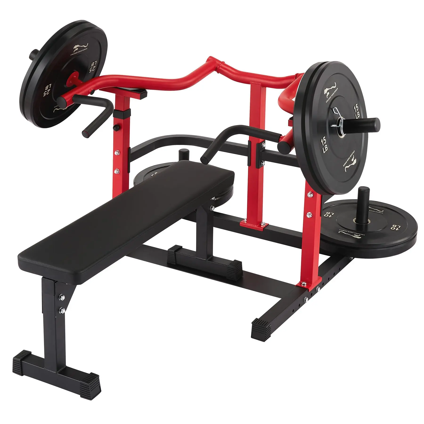 Garvee Chest Press Machine, Plate-Loaded Weight Training Equipment with Independent Converging Arms & Adjustable Flat Bench, Heavy-Duty Steel, Smooth Bearings for Upper Body Strength Training, 1300 lb Capacity, Home Fitness Muscle Training Equipment