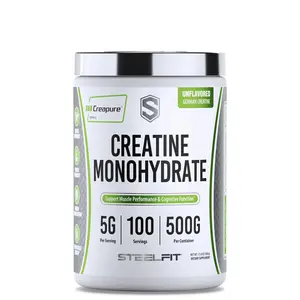 SteelFit Creapure Creatine Monohydrate Powder, Unflavored - German Micronized Creatine Powder for Men & Women - Gym Workout Nutritional Supplements for Muscle Gain, Brain Health & Strength Building