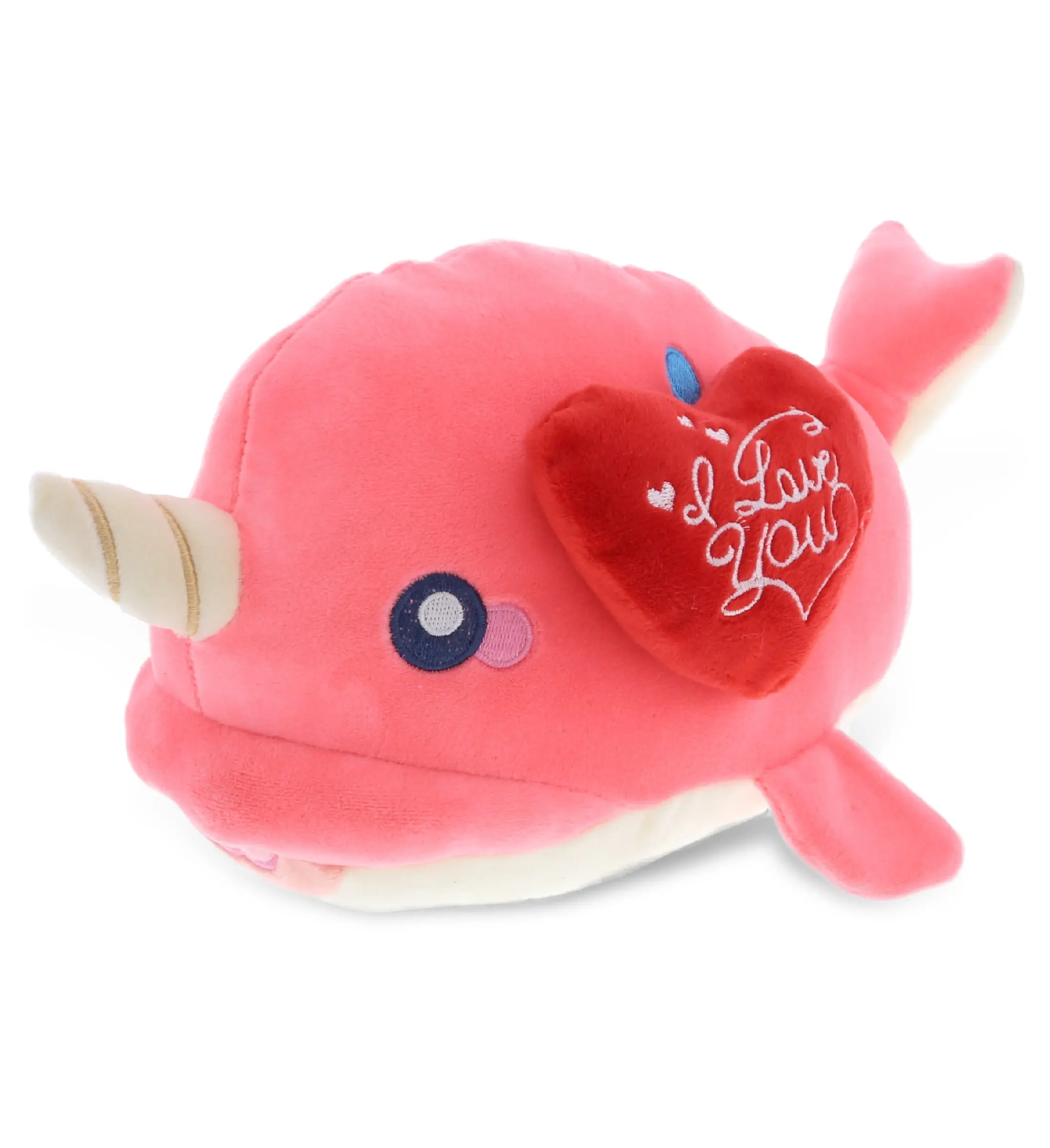 PLUSH I LOVE YOU RED HEART - BABY SOFT PLUSH - PINK NARWHAL