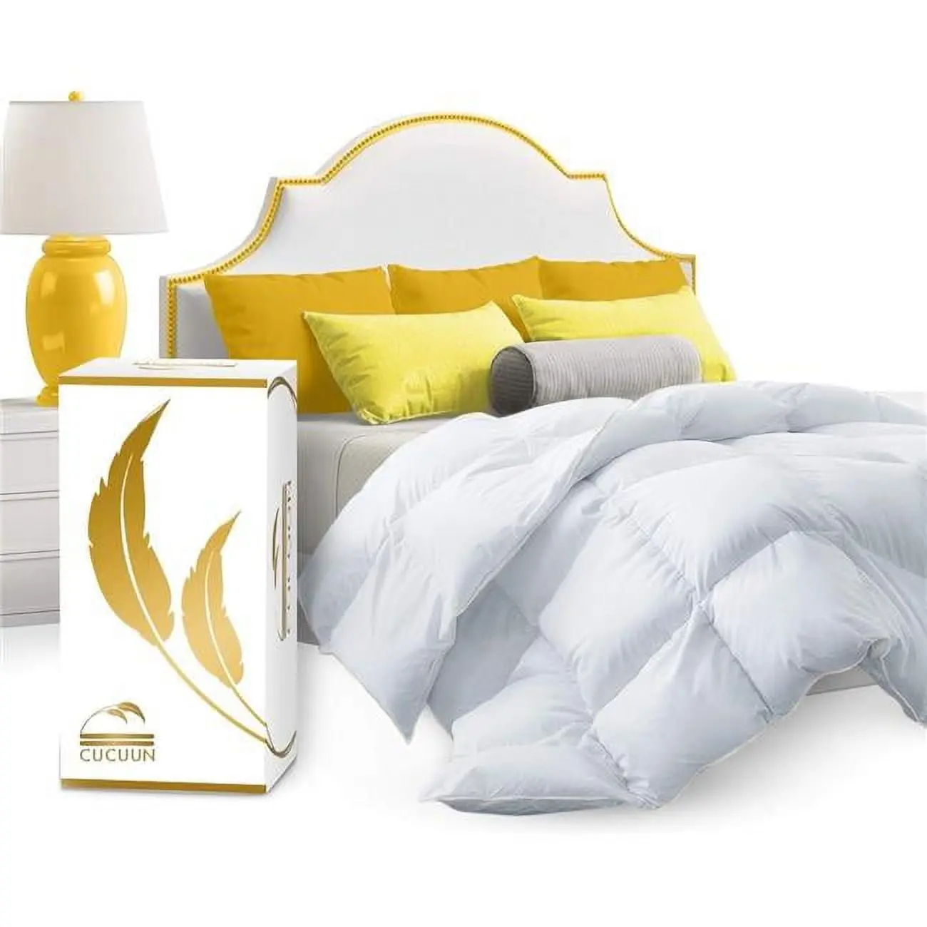 Luxury Soft Cooling Goose-Down Comforter - California King Size, Breathable Cotton, 750+ Fill Power, Contemporary Style, Machine Washable All-Seasons Duvet