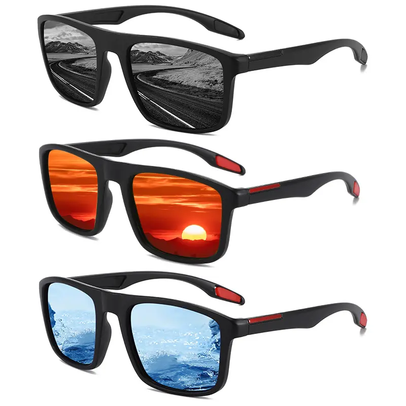 Unisex Polarized Coated Sports Sunglasses - Ink Frame 2-Tone Rectangle Non-Prescription Goggles, Men's Polarized Sunglasses for Sports & Driving (Multiple Colors), Men's Sunglasses Polarized