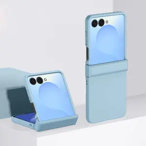 Fin Hinge Protective Solid Color Shockproof Folding Phone Case For Samsung Z Flip 7 6 5 4 3 ZFlip7 Flip6 Flip5 5G Hard PC Slim Cover