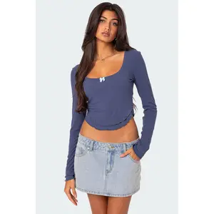 Yara Ribbed Ruffle Hem Top