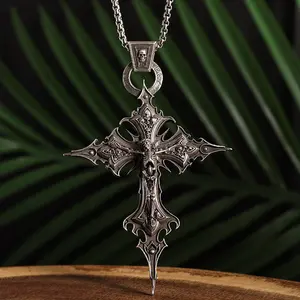 Skull Cross Necklace Fashion Design Niche Personality Hip-Hop Retro Punk Style Accessories Men's and Women's Jewelry