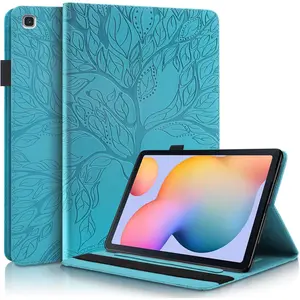 Case for Samsung Galaxy Tab S6 Lite 10.4 inch 2024 SM-P620/SM-P625, PU Leather Multiple Angle Stand Flip Case with Card Slot & Pencil Holder-Turquoise