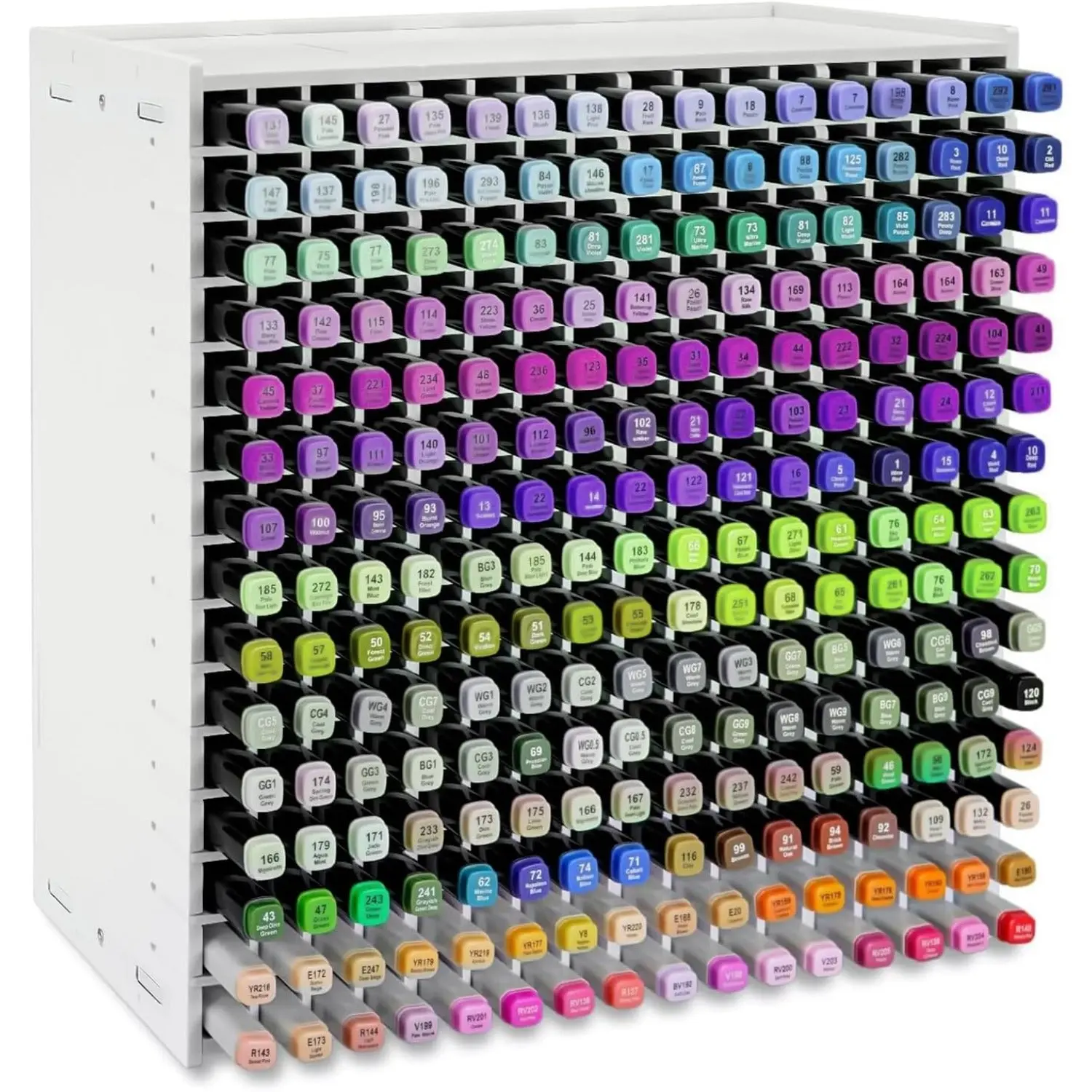 240-Slot Foam Board Markers/Pencils Holder - Office Accessories Desk Organizer, Tool-Free Easy Installation, Organizing Art Supplies Storage Box for Teachers (13x5.5x13", 33x14x33cm)