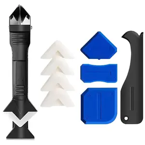 Silicone Caulking Tools-3 in 1 Sealant Finishing Tool Grout Remove Scraper Caulk Remover Glass Glue Angle Scraper for Bathroom,Kitchen,Floor,Window,Sink Joint,Frames Seal (Black Blue)