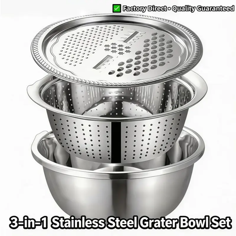 Father's Day Gift 3-In-1 Vegetable Slicer Chopper, Rice Washer, Drainage Tool, Quick Slicer and Shredder, Kitchen Fruit Veg Cleaning Prep Tool, Vegetable Slicer Dicer