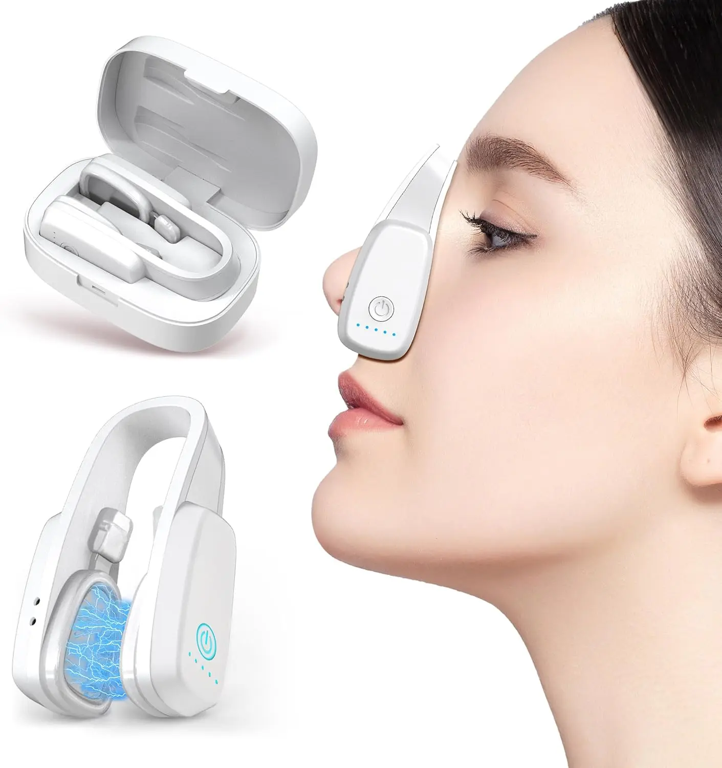 【Lovinity】Nose Shaper Up Lifting Clip, Adjustable Non-Invasive Nose Slimmer Tool, Pain-Free Nose Bridge Enhancer with 5 Intensity Levels & Type-C Charging Case