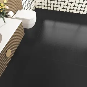 Marble Pure Black Floor Tiles Sheets Peel and Stick Vinyl Flooring for Bathroom Kitchen 5PCS Self Adhesive Flooring Panels Waterproof Basement Garage Floor Stickers Non-Slip Stick on Tiles 12''x12''