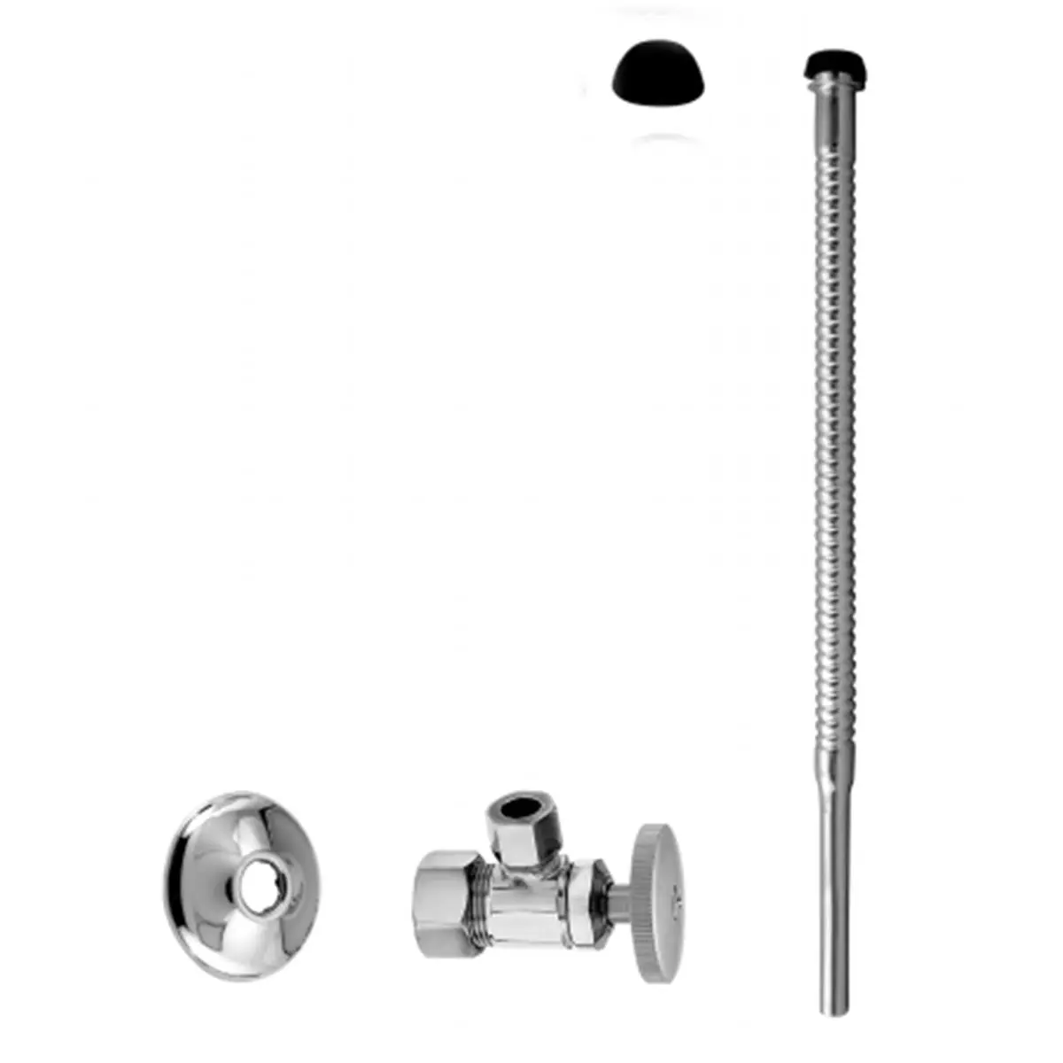 212 MAIN Corrugated Riser Kit - 0.5x0.38x12 in. Round Handle, Oil Rubbed Bronze, Flexible Metal Hose, 1/2" Nominal Compression Inlet, 1/2" & 7/8" Cone Washers, 3/8" OD for Faucets/Toilets