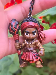 Aggayu Orisha Keychain & Car Rearview Charm | Handmade Resin Collectible | Santeria Gift