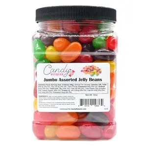 Assorted Jumbo Jelly Beans Candy, 32oz Jar, Bulk Fruit Flavored Chewy Candy for Parties, Events, Candy Buffet & Gift Jars