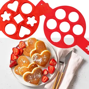 Silicone Pancake Mold Reusable Fried Egg Molds Multiple Shape Flip and Cook Silicone Pancake Maker Non-Stick Multiple Shape in One Cooking Tool Kitchen Accessories