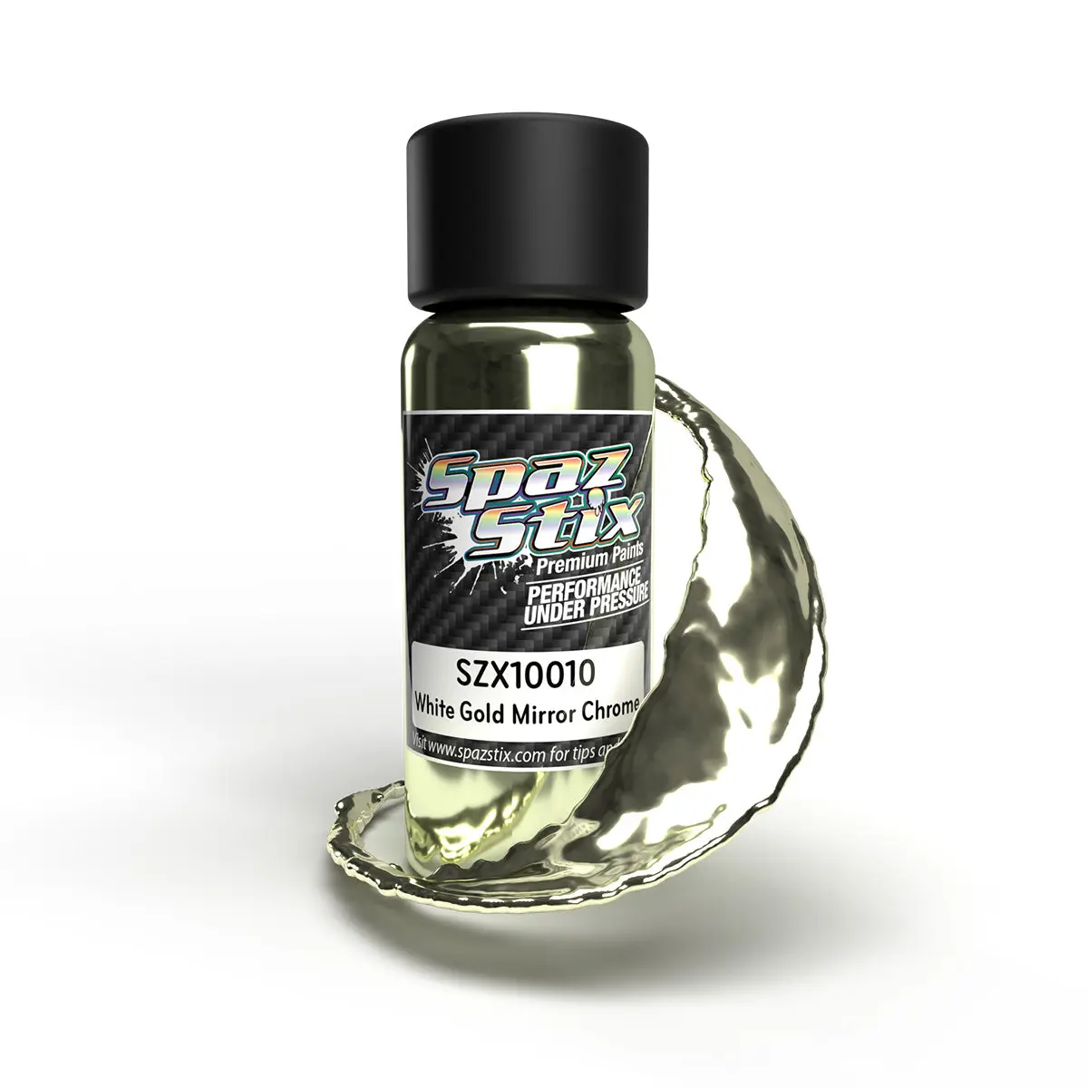 White Gold Mirror Chrome Airbrush Ready Paint, 2oz Bottle White Gold Mirror Chrome Airbrush Ready Paint, 2oz Bottle