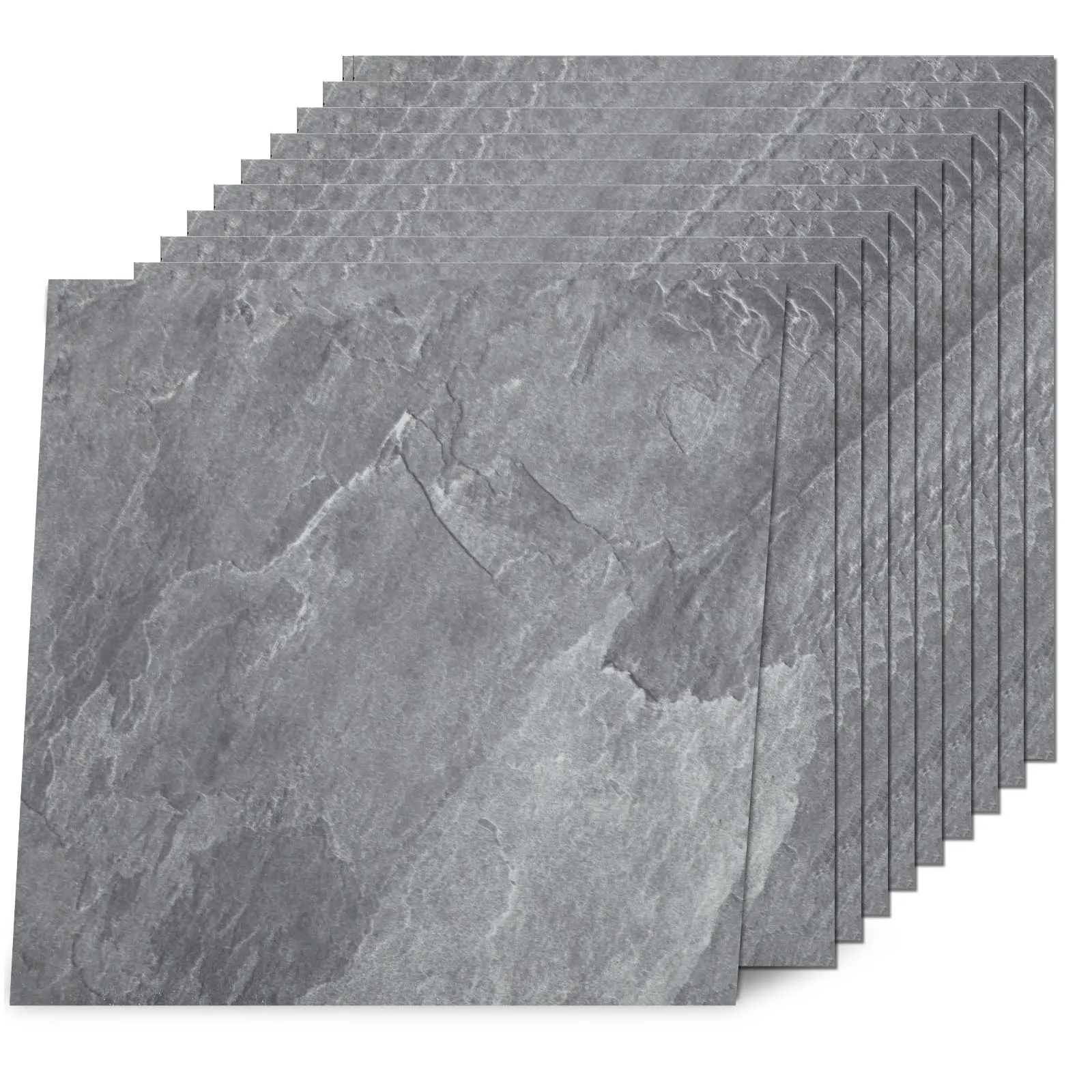 Yipscazo 12x12" Peel and Stick Vinyl Floor Tiles, 50-Pack (50 Sq.Ft Coverage), Stone Gray Self-Adhesive Moisture Proof Floor Tiles for DIY Home Improvement Projects