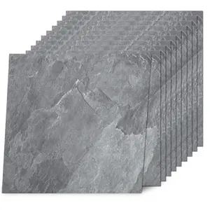Yipscazo Peel and Stick Floor Tile 50 Sq.Ft Coverage 50-Pack Stone Gray 12" x 12" Vinyl Floor Tiles Self Adhesive Waterproof Perfect for DIY Projects