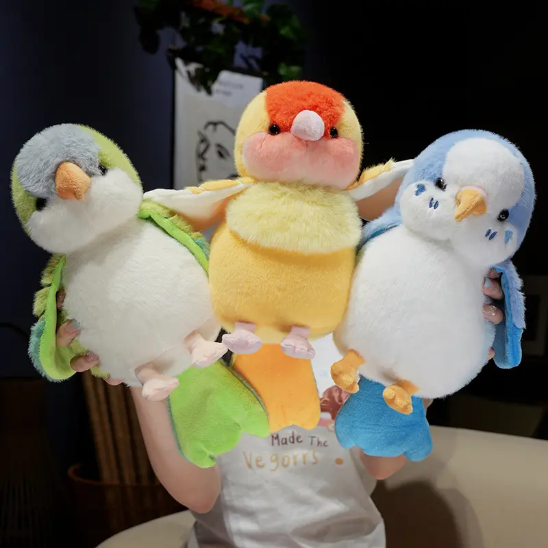 1-Piece Cartoon Colorful Parrot Plush Doll - Unisex Names Bird Mascot, Fluffy Fabric Cute Collectibles, Children’s Hugging Pillow, Cute Animal Home Decor, Furry Art Vibes Birds Stuffed Toy, Gradient Colors
