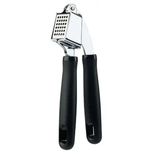 Mainstays 7.7 Inch Ergonomic Lightweight Stainless Steel Garlic Press with Soft Touch Handles Large Removable Chamber Dishwasher Safe BPA Free