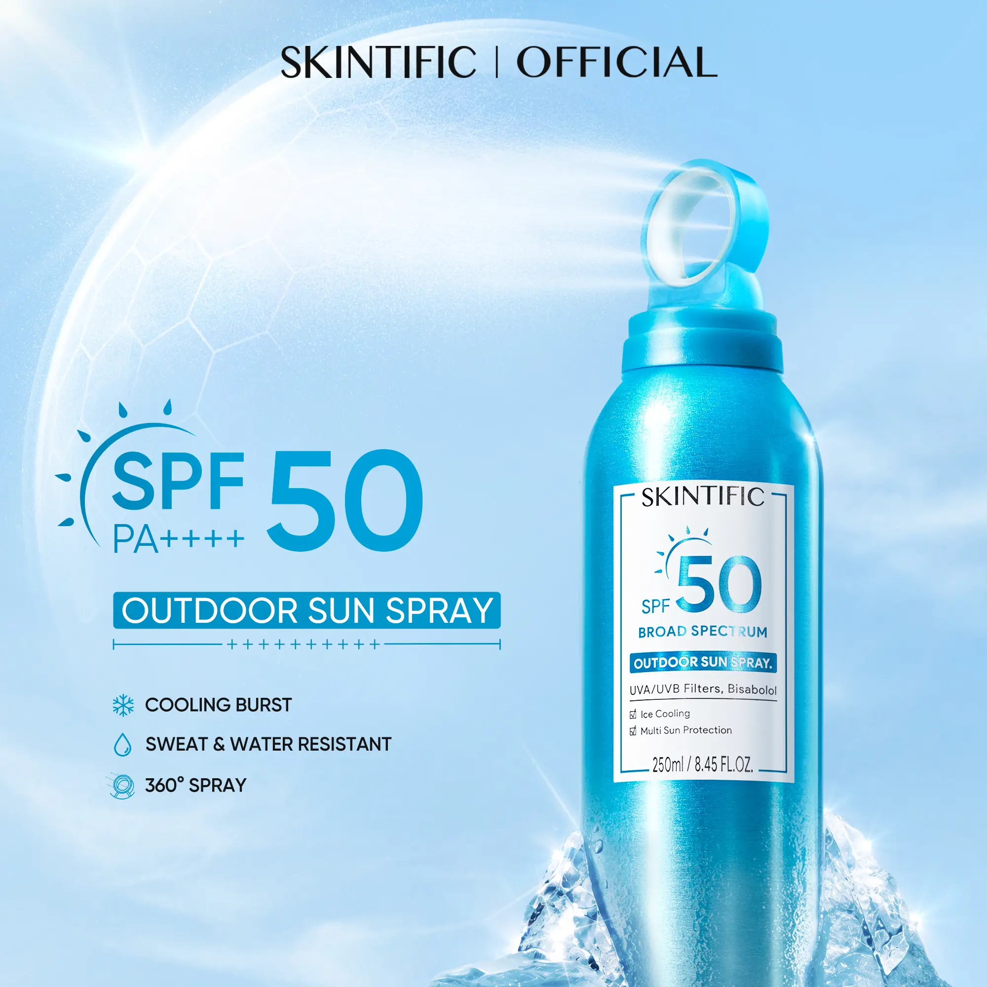 [New Launch]SKINTIFIC Outdoor Sunscreen Spray SPF 50+ | Lightweight & Sweat-Resistant Broad Spectrum UV Protection for Face & Body