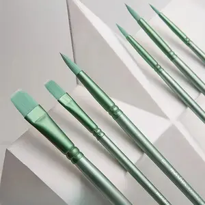 6pcs Premium Oil Paint Brush Set, Ideal for DIY Acrylics & Watercolors, Various Shapes & Sizes, Perfect for Festive Art Projects, Art Supplies, Watercolor Paint Brushes