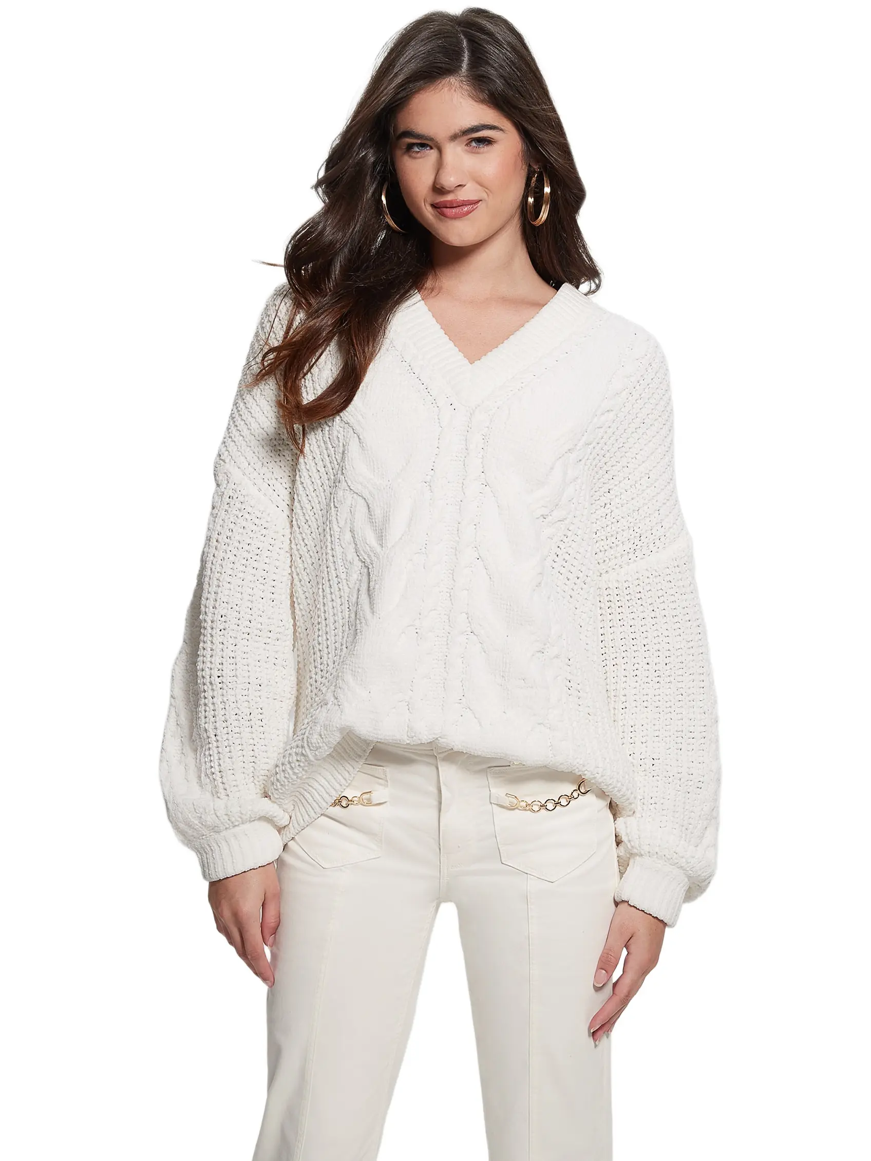 GUESS Female Aki Chenille Cable-Knit Sweater