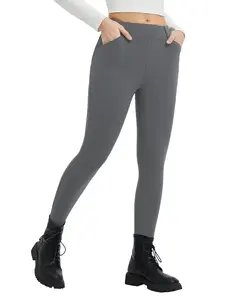 baleaf 25" Womens Fleece Lined Leggings 4 Pockets Warm Thermal Winter Outfit Insulated Petite Pants Snow Cold Gear Lounge Outdoor