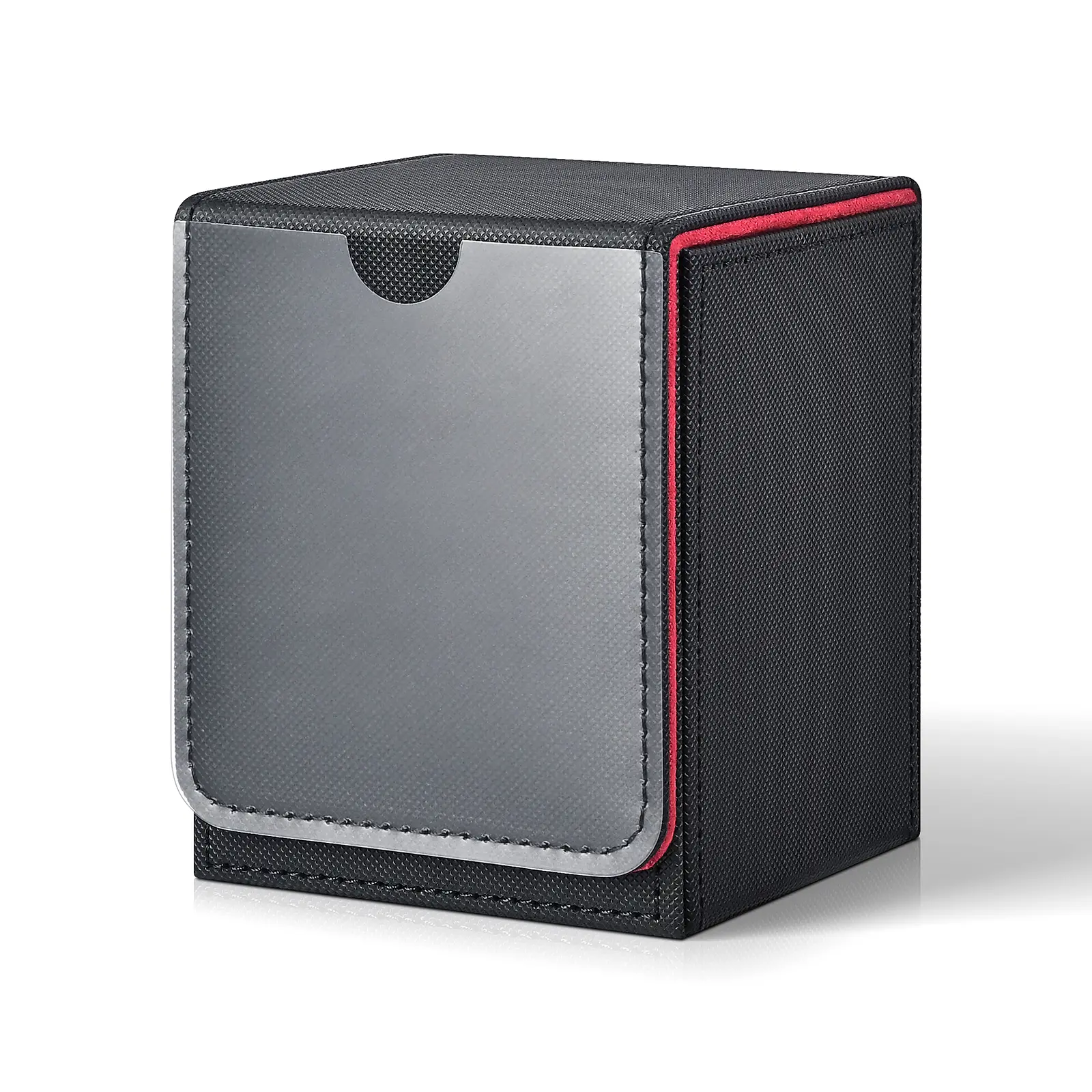 AAXKK Toploader Deck Box Organizer with Magnet Lid for TCG/MTG PU Frosted Leather Surface | Dustproof | Lid-Mounted Clear Divider Sheet | Fits 40+ toploaders, 250+ unsleeved.
