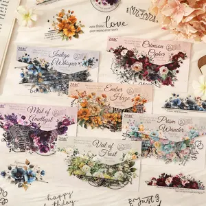 Floral Theme Self Adhesive Stickers Pack, Floral Pattern Sticker, Decorative Sticker, 90 Sheets/bag (6 Styles X 15 Sheets), Perfect for Journaling, Scrapbooking, Crafts & Water Bottle Decorations