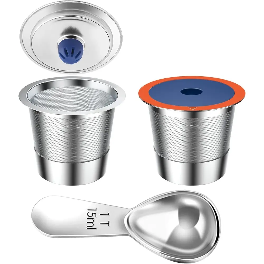 Stainless Steel Reusable K Cups For Keurig 2.0 & 1.0, Reusable Coffee Pods For Keurig Coffee Maker, 2 Packs K Cups With 1 Pack Scoop, Permanent Filters (2 Packs)