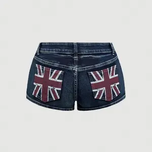 American retro spice girl style ultra-short jeans  pattern decoration new personality street fashion in summer trend