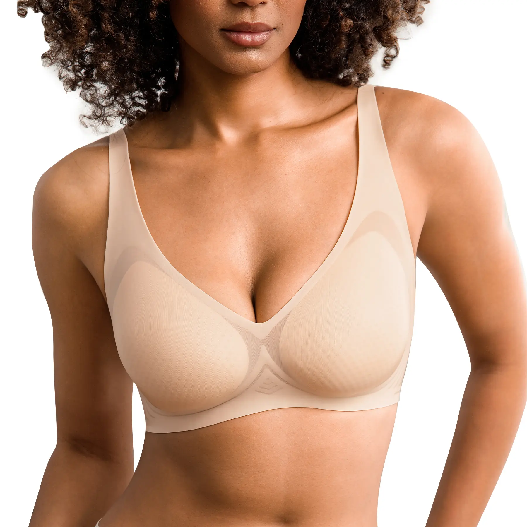 COMFBAY 2026 Summer Ultra-Thin Women's Bras, Deep V Jelly Wireless Seamless Breathable Lightweight Bra, Gel No Underwire Comfortable Bra, Back Smoothing Padded Everyday Bra Womenswear