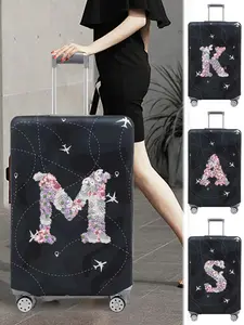 Letter Pattern Luggage Cover, Stretch Luggage Protector, Baggage Dust Case Cover, Travel Organizer for 18-32 Inch Suitcase
