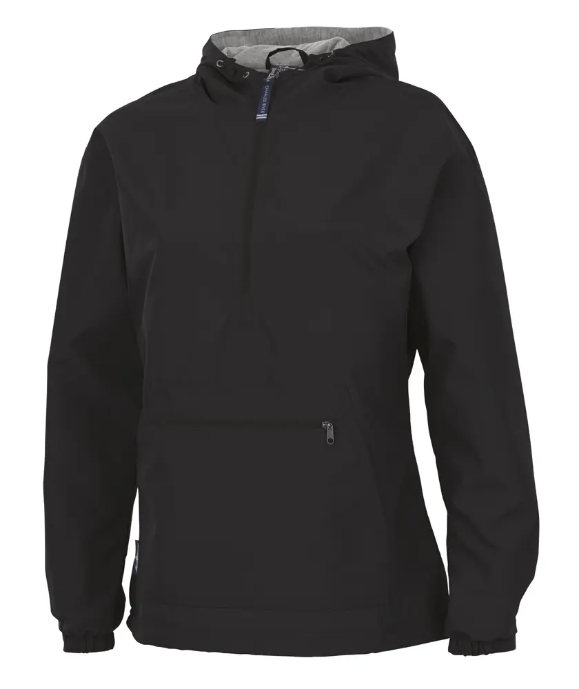 Charles River Apparel Women's Basic Anorak Jacket - Lightweight, Water-Resistant Polyester Pullover with Breathable Jersey and Nylon Lining, Adjustable, Drawstring, Longsleeves, Pocket, Tops, Quarter Zip, Long Sleeve, Coats, Basics, Fitted, Zipper, Plain,