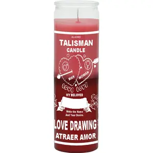 7-Day Love Drawing Pink & Red Glass Candle - Paraffin Wax with Wick, Household Home Decor Supply